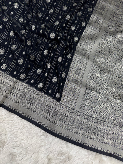 Black Banarasi Crepe Georgette Saree
