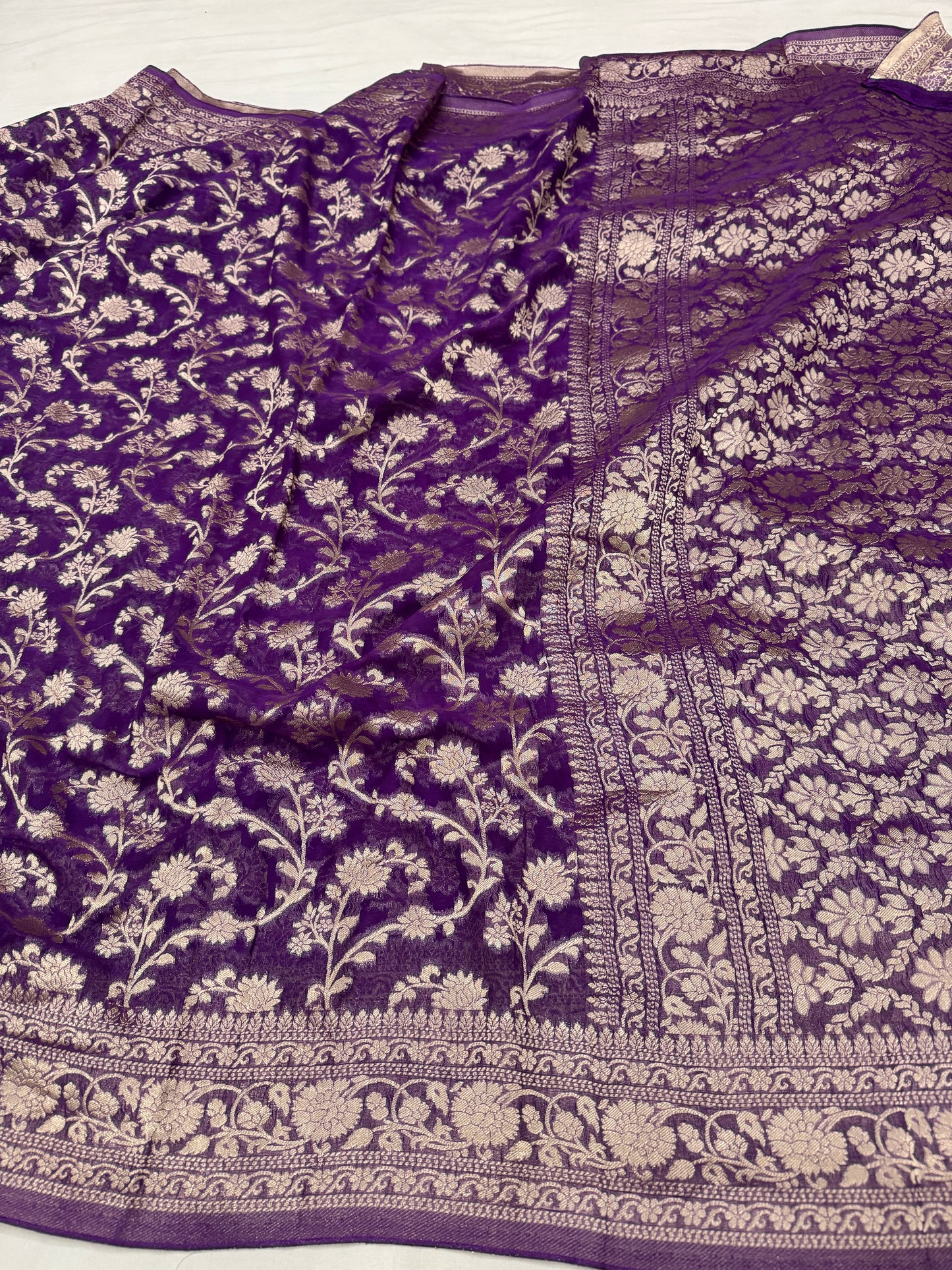 Purple Banarasi Viscose Khaddi Georgette Saree