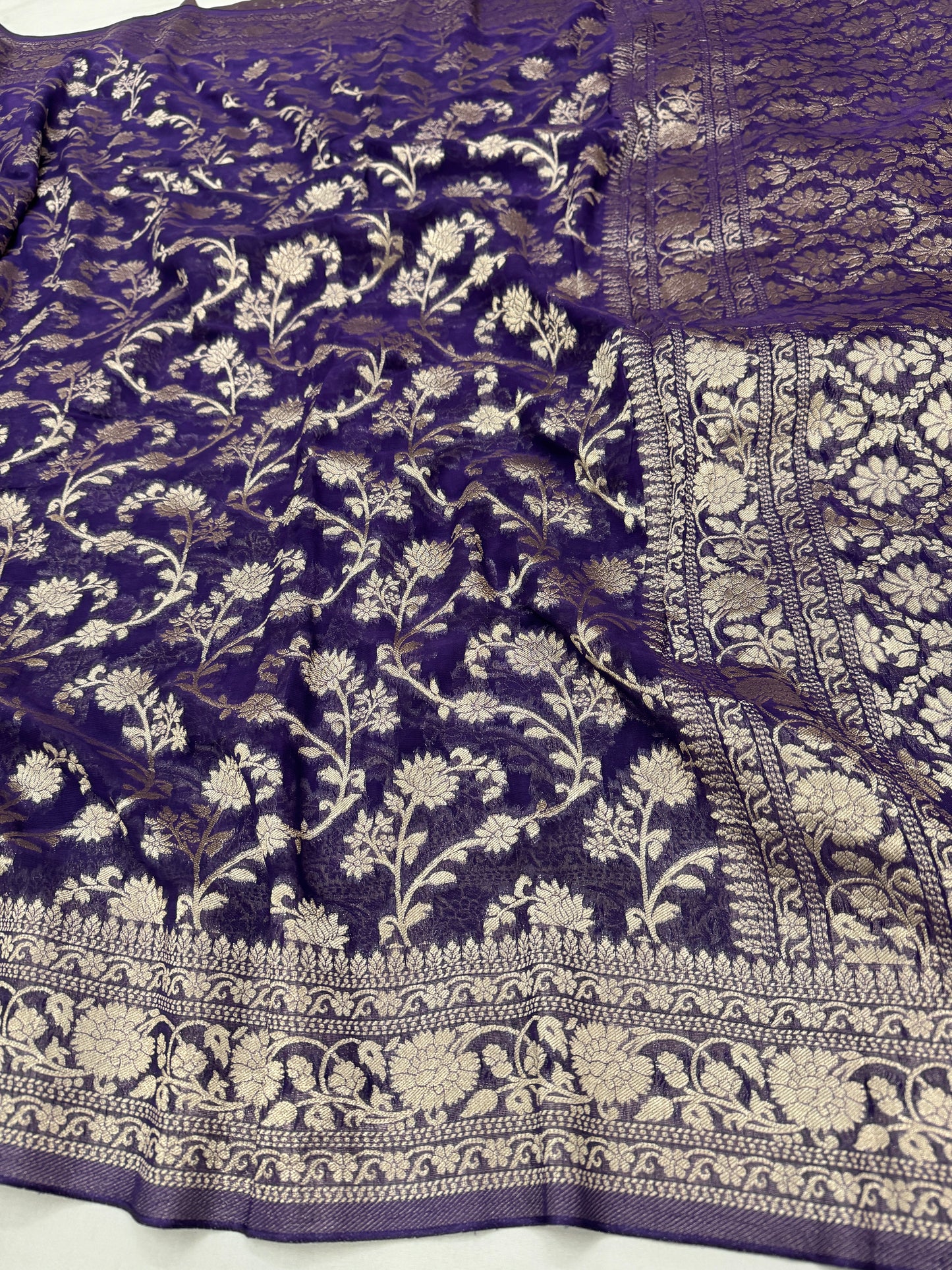 Deep Purple Banarasi Viscose Khaddi Georgette Saree