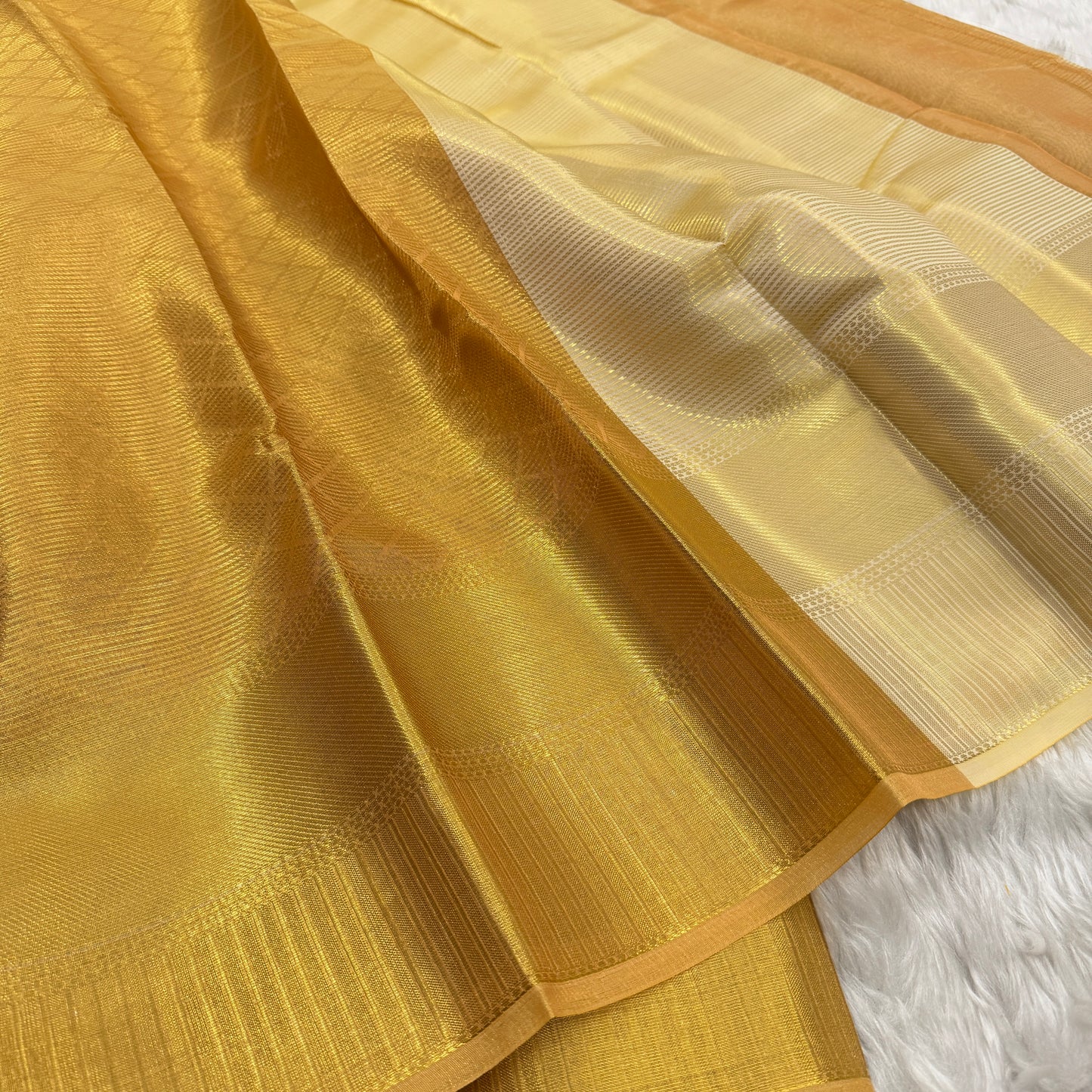 Orange Gold Kanjivaram Tissue Silk Saree