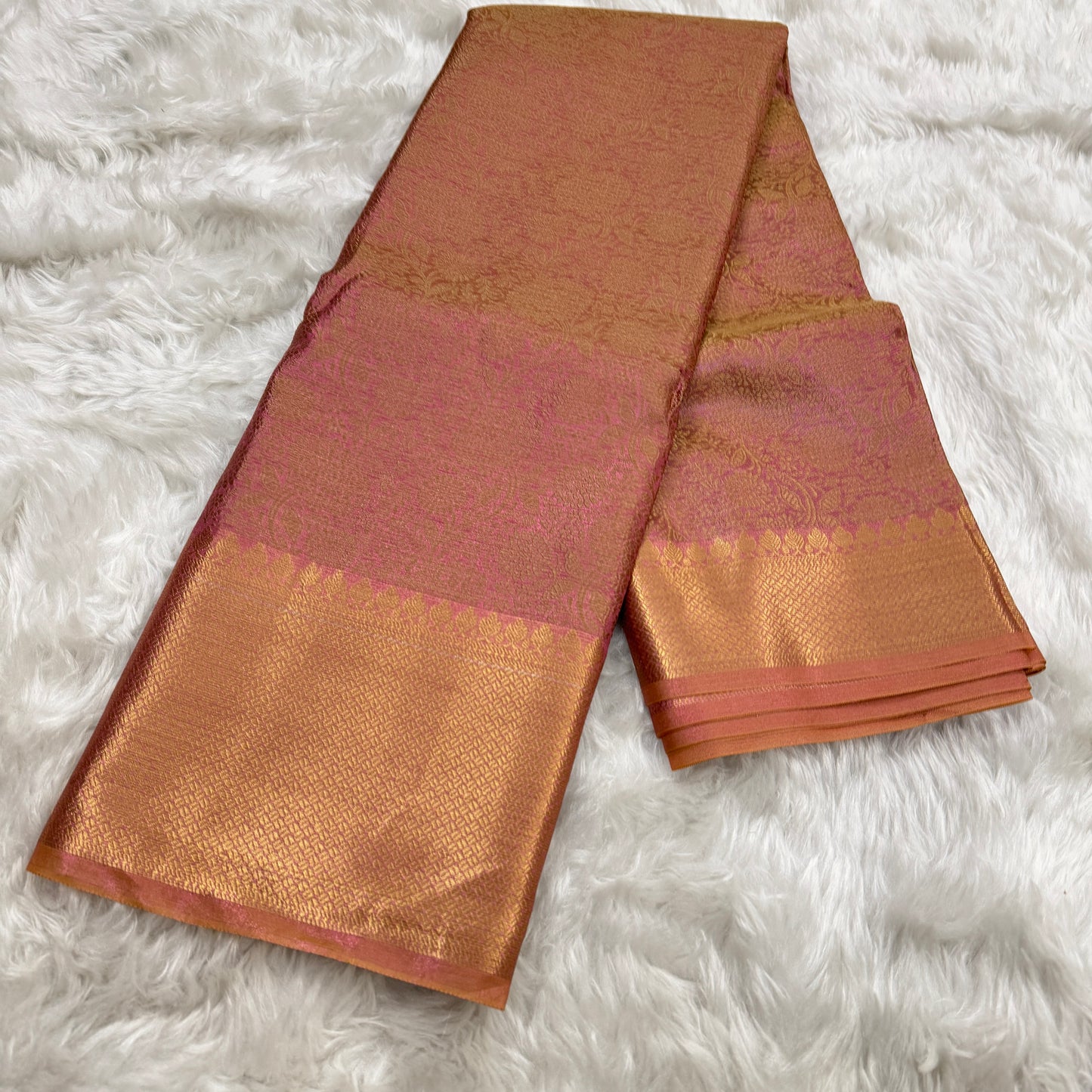 Rose Pink Kanjivaram Tissue Silk Saree