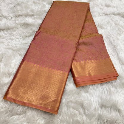 Rose Pink Kanjivaram Tissue Silk Saree
