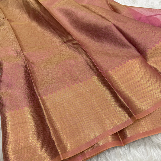 Rose Pink Kanjivaram Tissue Silk Saree