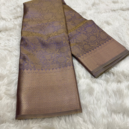 Metallic Purple Kanjivaram Tissue Silk Saree