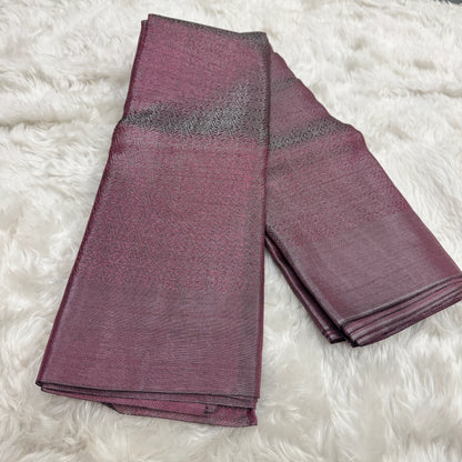 Metallic Rani Pink Kanjivaram Tissue Silk Saree