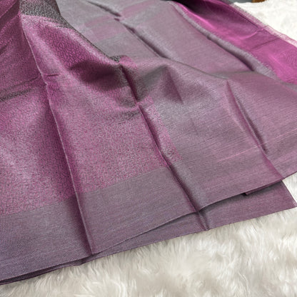 Metallic Rani Pink Kanjivaram Tissue Silk Saree