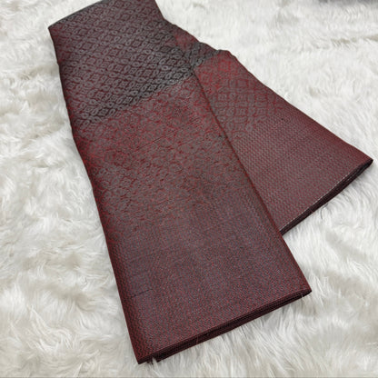 Metallic Maroon Kanjivaram Tissue Silk Saree