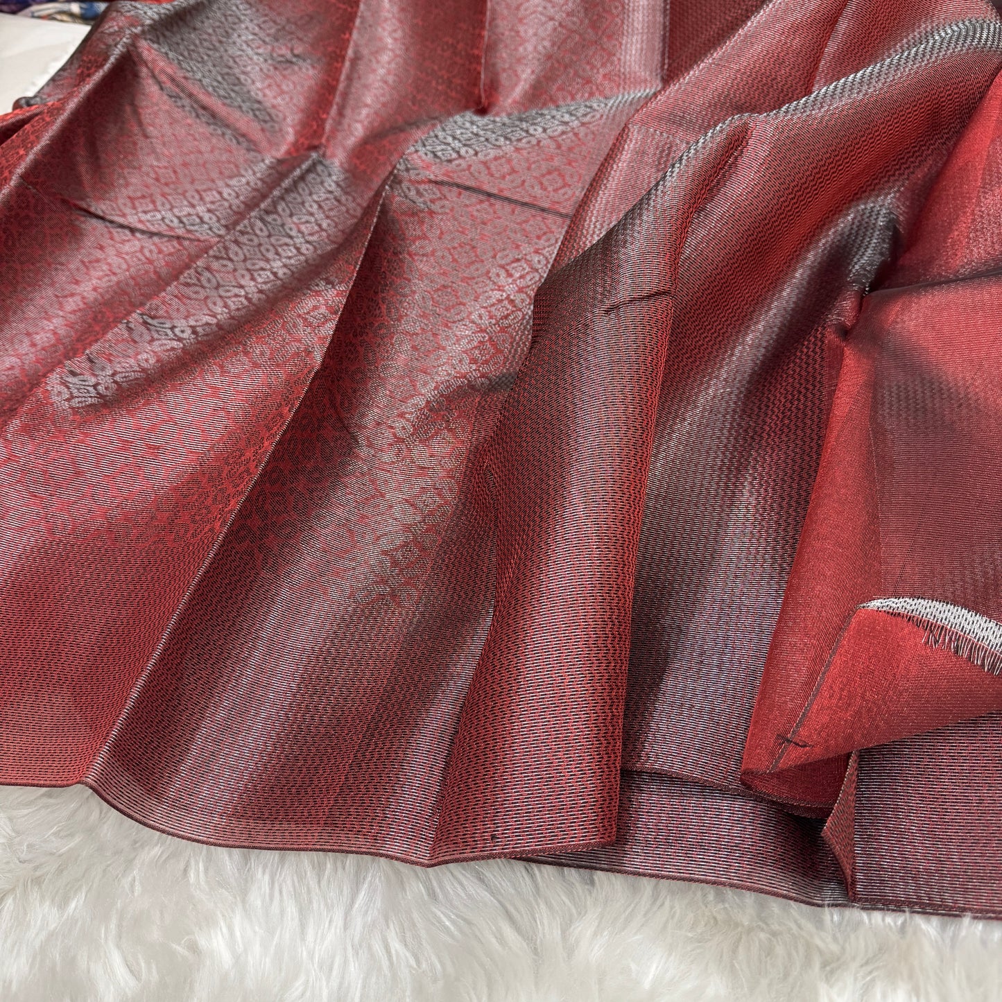 Metallic Maroon Kanjivaram Tissue Silk Saree