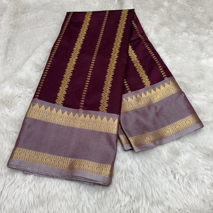 Wine Semi Kanchipuram Silk Saree