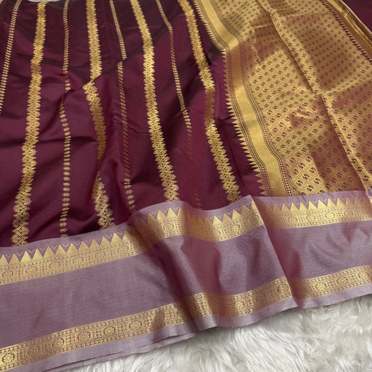 Wine Semi Kanchipuram Silk Saree