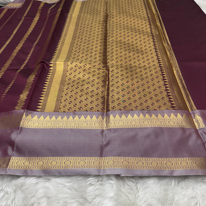 Wine Semi Kanchipuram Silk Saree