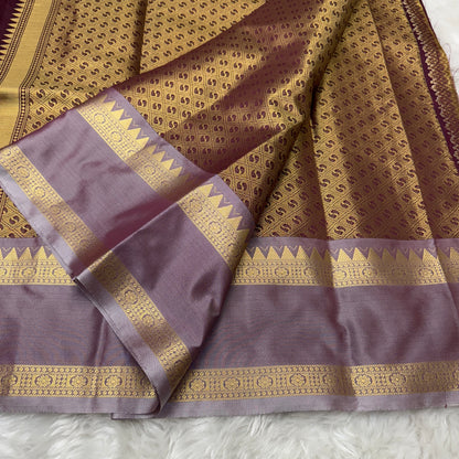 Wine Semi Kanchipuram Silk Saree