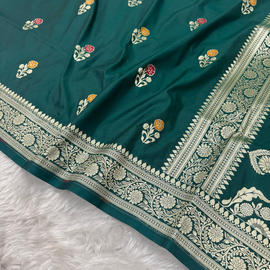 Emerald Green Banarasi Meenakari Katan Silk Saree