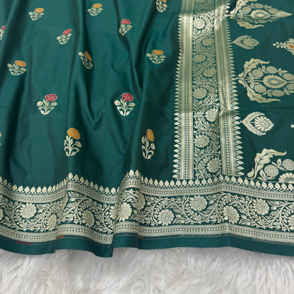 Emerald Green Banarasi Meenakari Katan Silk Saree