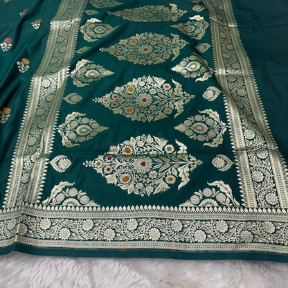 Emerald Green Banarasi Meenakari Katan Silk Saree