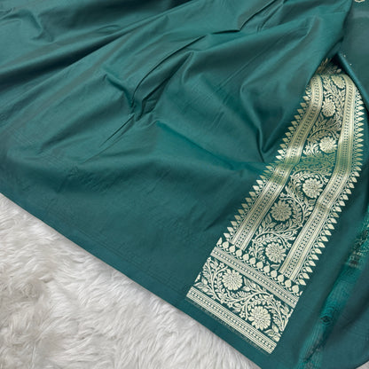 Emerald Green Banarasi Meenakari Katan Silk Saree