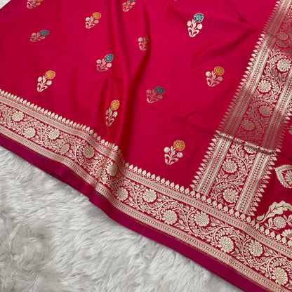 Rani Pink Banarasi Meenakari Katan Silk Saree