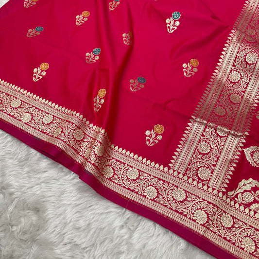 Rani Pink Banarasi Meenakari Katan Silk Saree