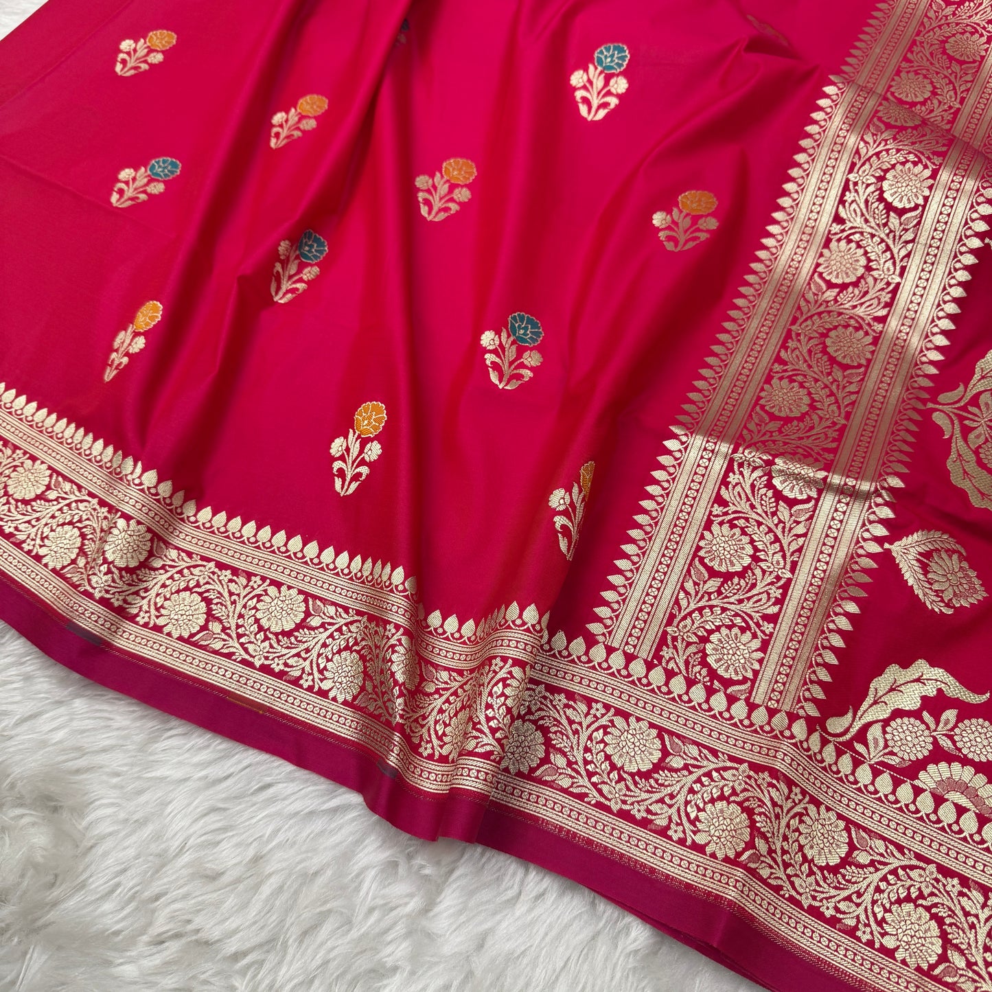 Rani Pink Banarasi Meenakari Katan Silk Saree