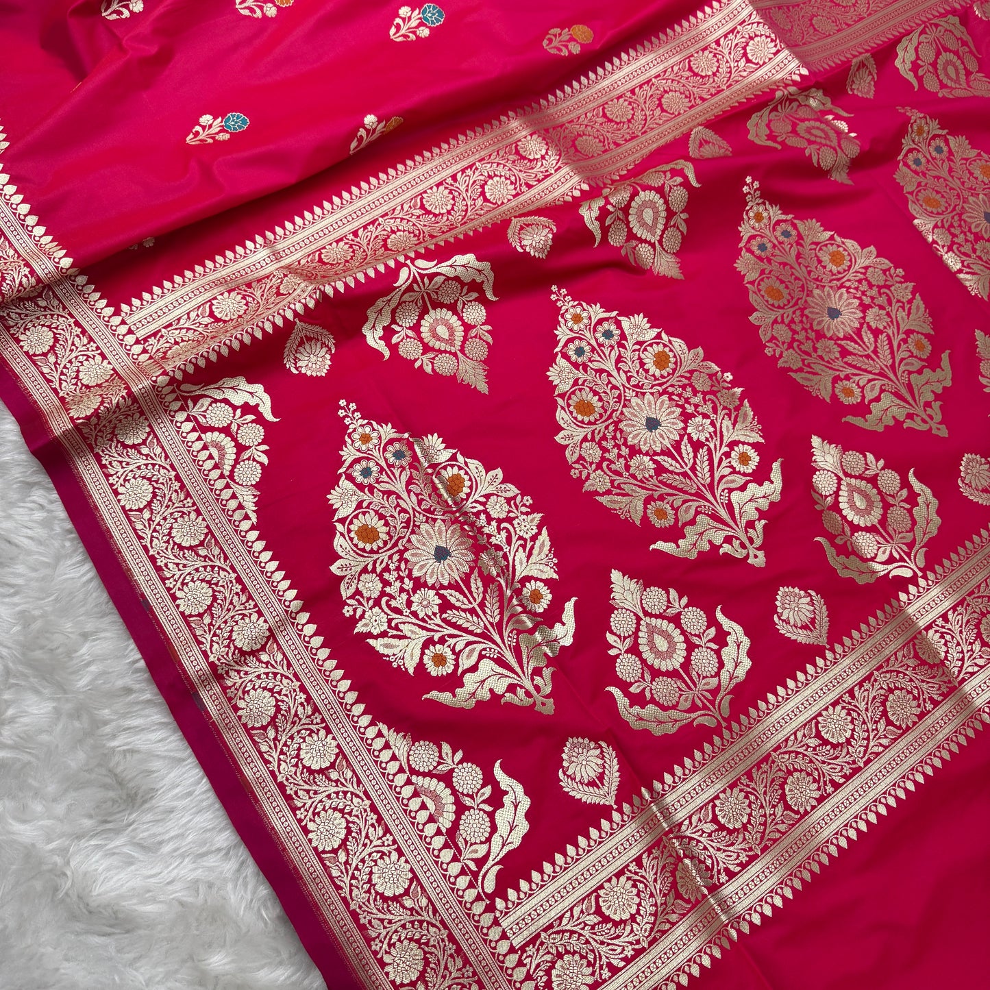 Rani Pink Banarasi Meenakari Katan Silk Saree