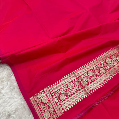 Rani Pink Banarasi Meenakari Katan Silk Saree