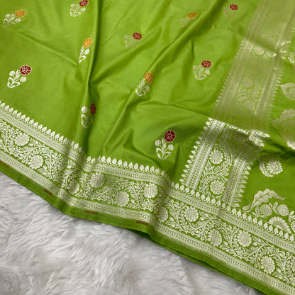 Liril Green Banarasi Meenakari Katan Silk Saree