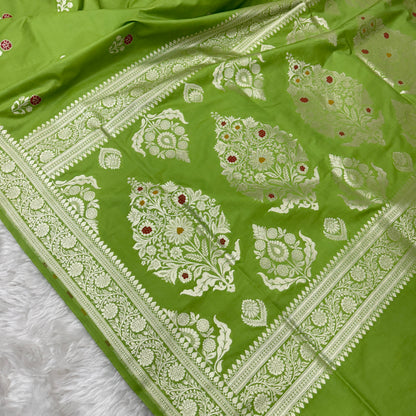 Liril Green Banarasi Meenakari Katan Silk Saree