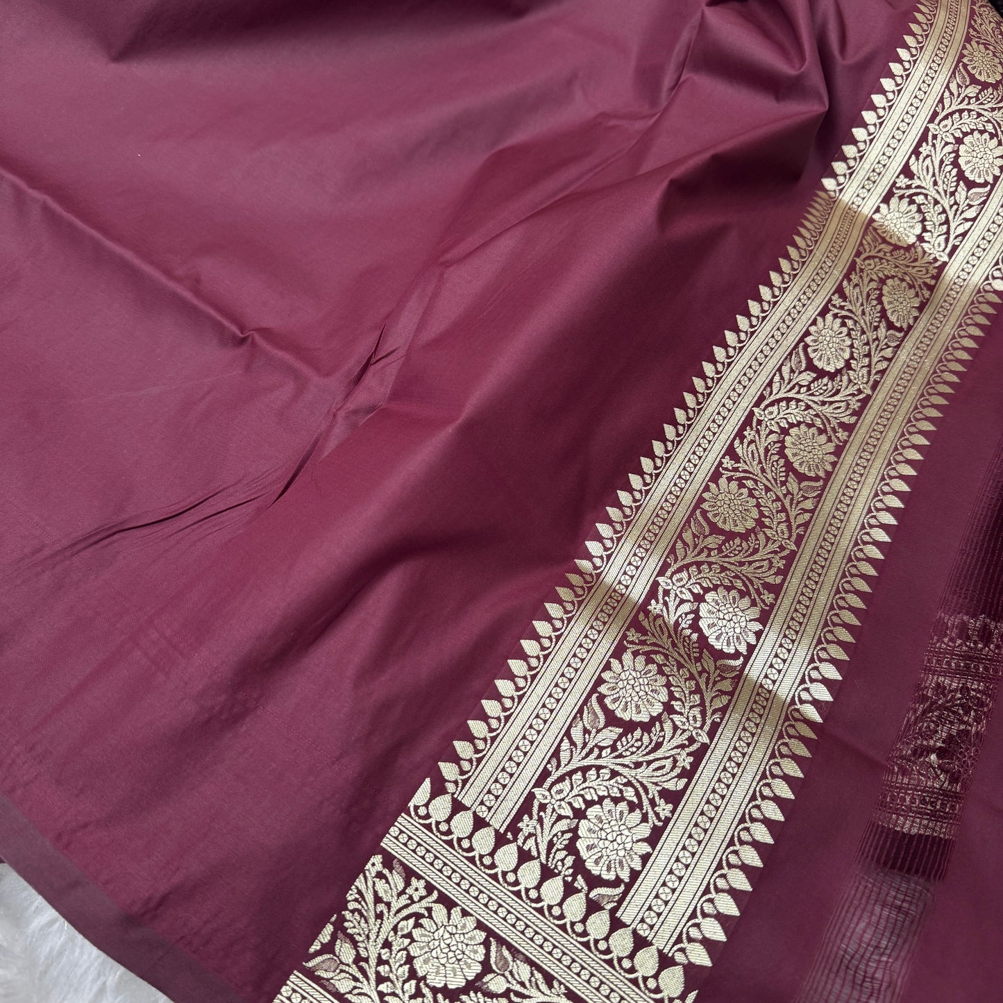 Deep Maroon Banarasi Meenakari Katan Silk Saree