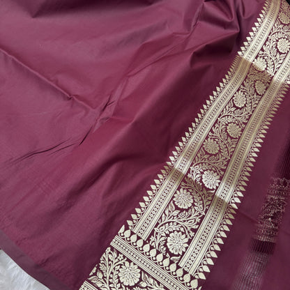 Deep Maroon Banarasi Meenakari Katan Silk Saree