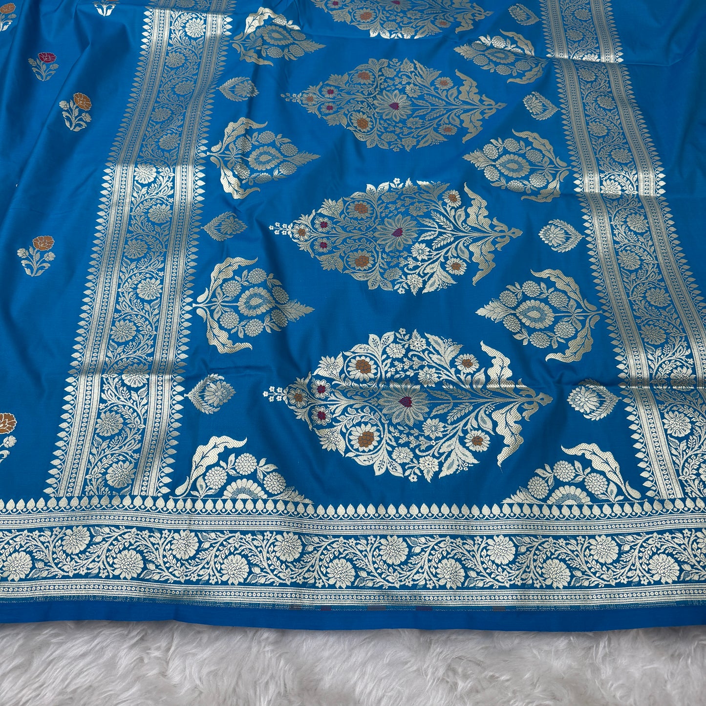 Firozi Blue Banarasi Meenakari Katan Silk Saree