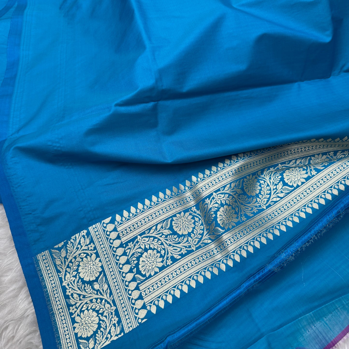 Firozi Blue Banarasi Meenakari Katan Silk Saree