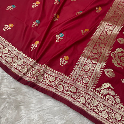 Maroon Banarasi Meenakari Katan Silk Saree
