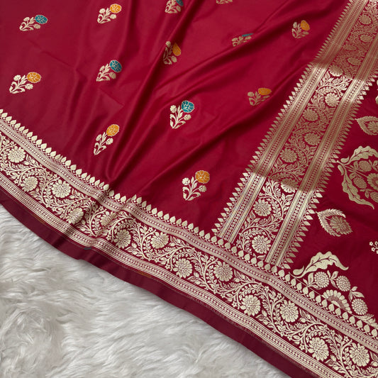 Maroon Banarasi Meenakari Katan Silk Saree