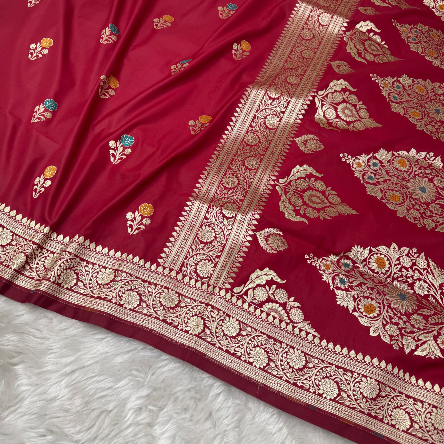 Maroon Banarasi Meenakari Katan Silk Saree