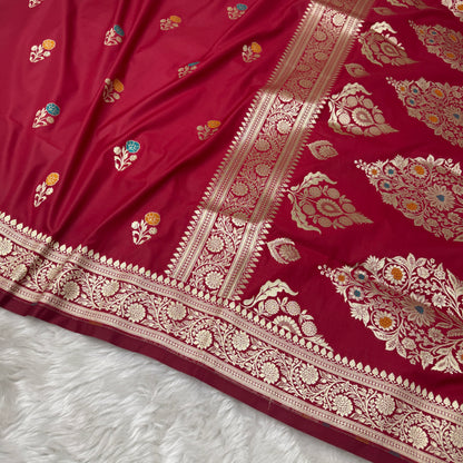 Maroon Banarasi Meenakari Katan Silk Saree