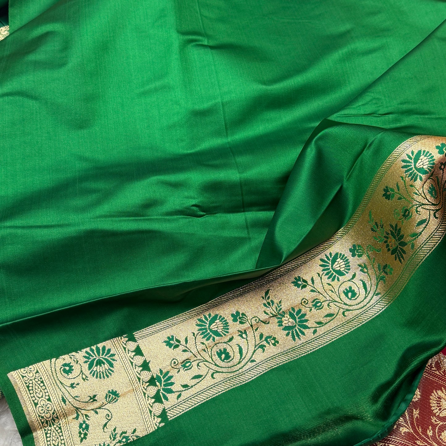 Banarasi Satin Katan Silk Saree Rani Pink to Green BN24