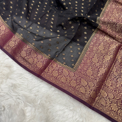 Black to Wine Banarasi Georgette Saree BN36
