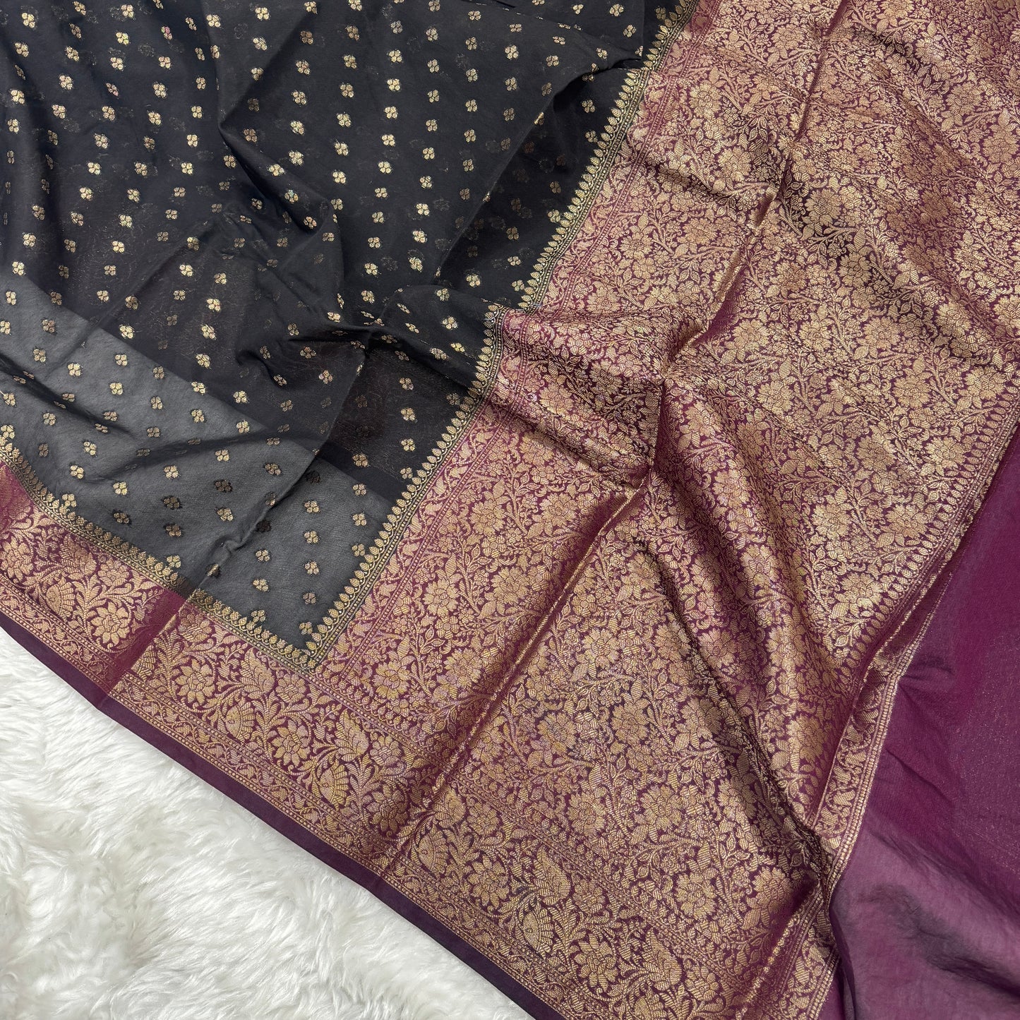 Black to Wine Banarasi Georgette Saree BN36