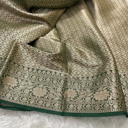 Bottle Green Banarasi Georgette Saree BN31