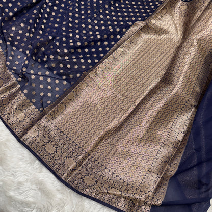 Navy Blue Banarasi Georgette Saree BN32