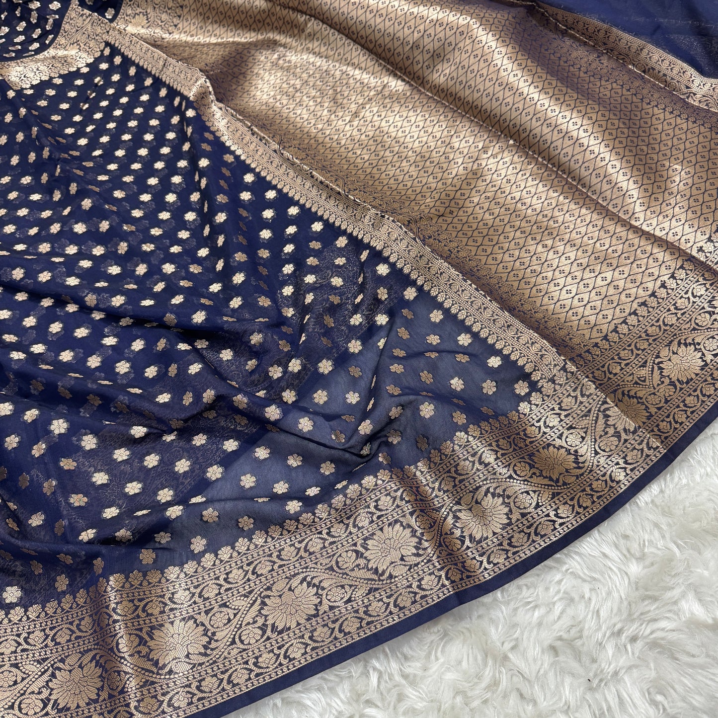 Navy Blue Banarasi Georgette Saree BN32