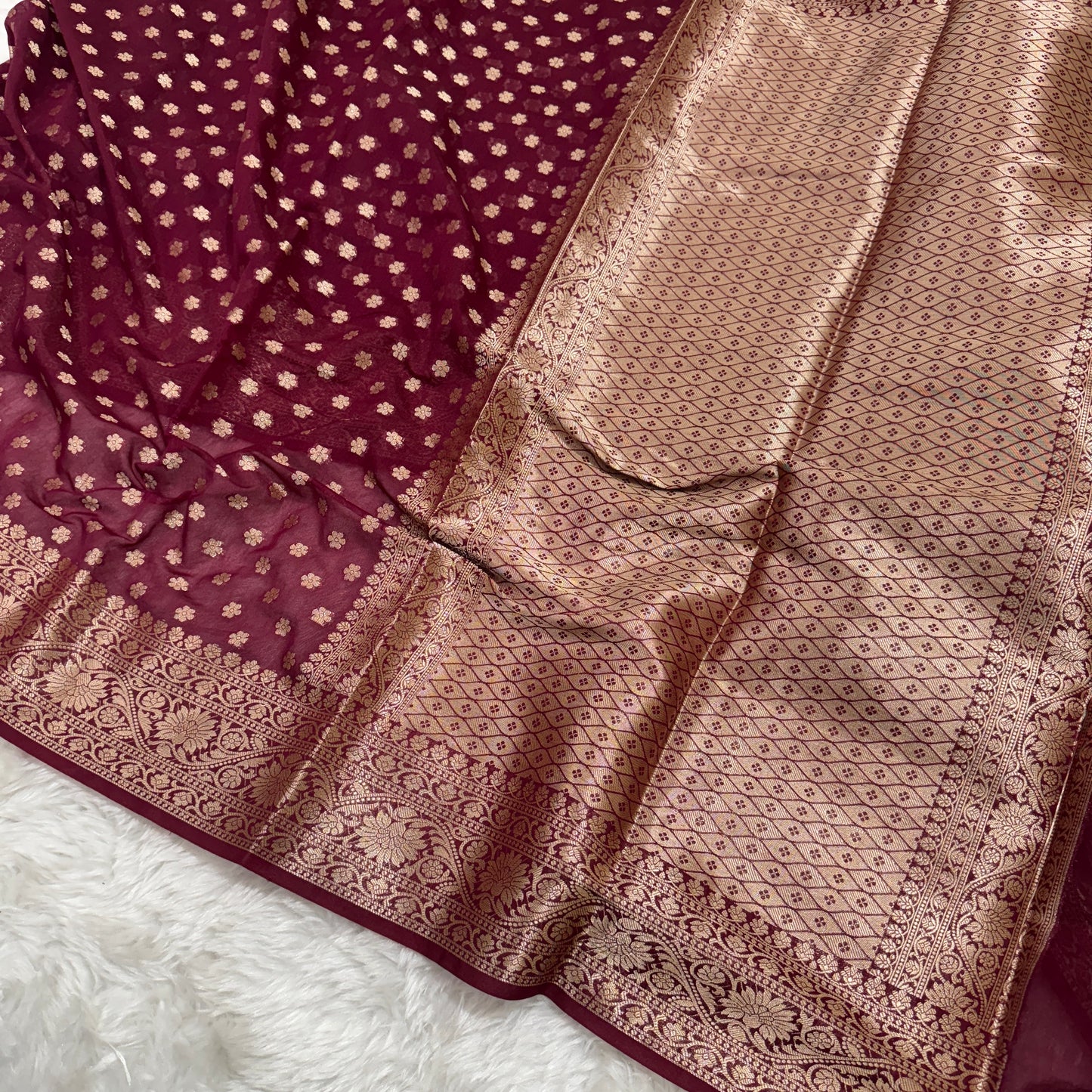 Wine Banarasi Georgette Saree BN33