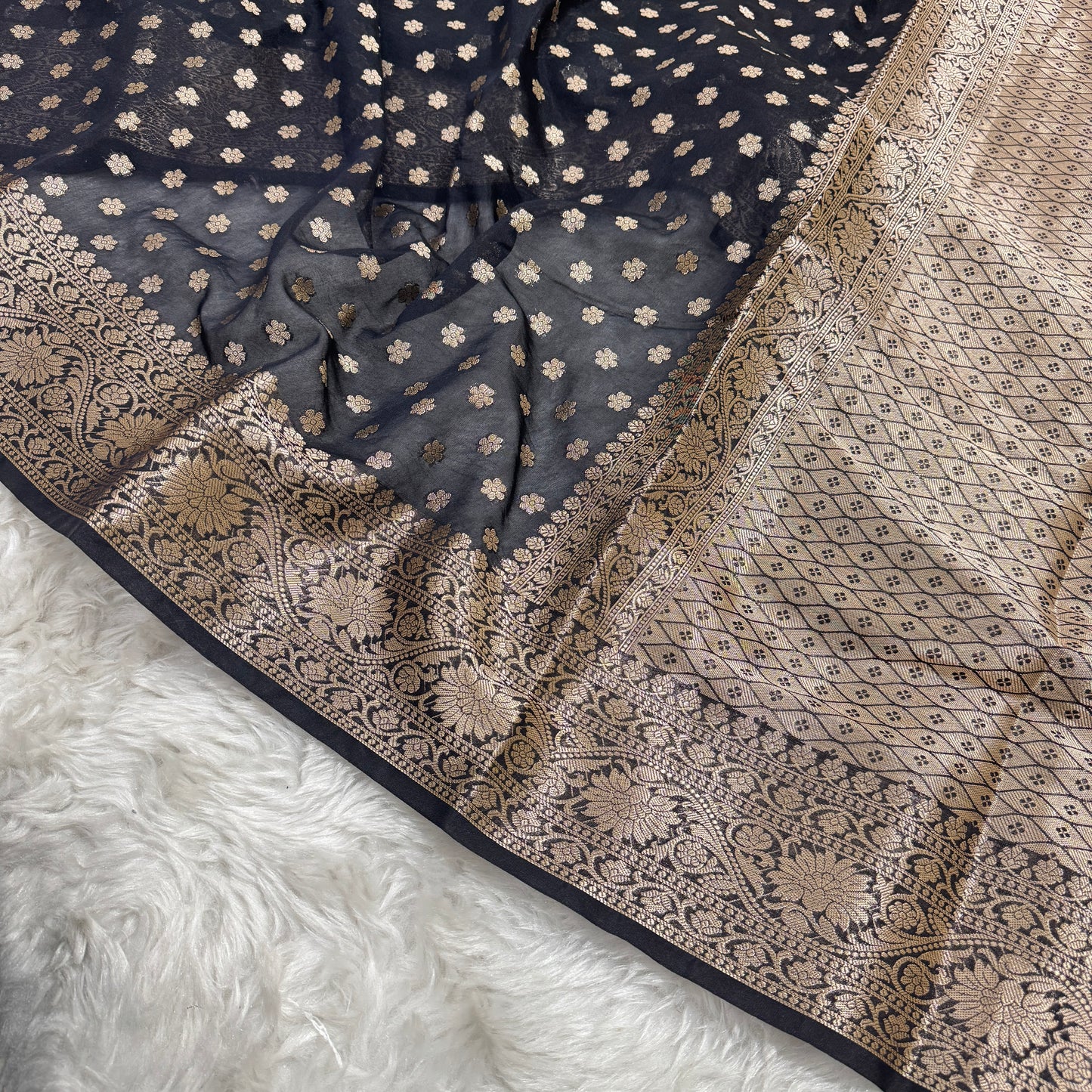 Black Banarasi Georgette Saree BN34