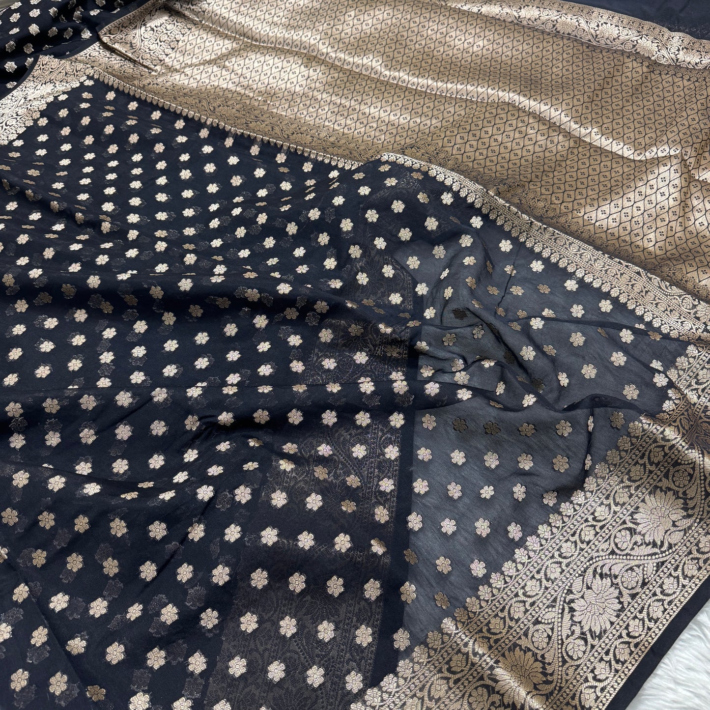 Black Banarasi Georgette Saree BN34