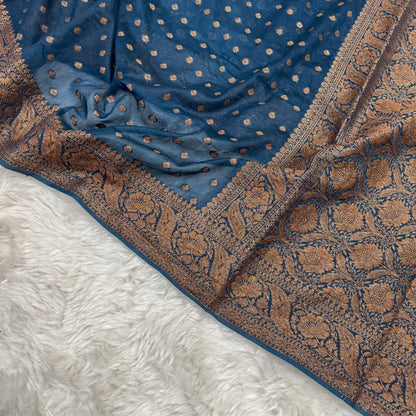 German Blue Banarasi Georgette Saree BN35