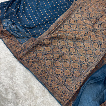 German Blue Banarasi Georgette Saree BN35