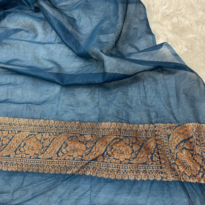 German Blue Banarasi Georgette Saree BN35