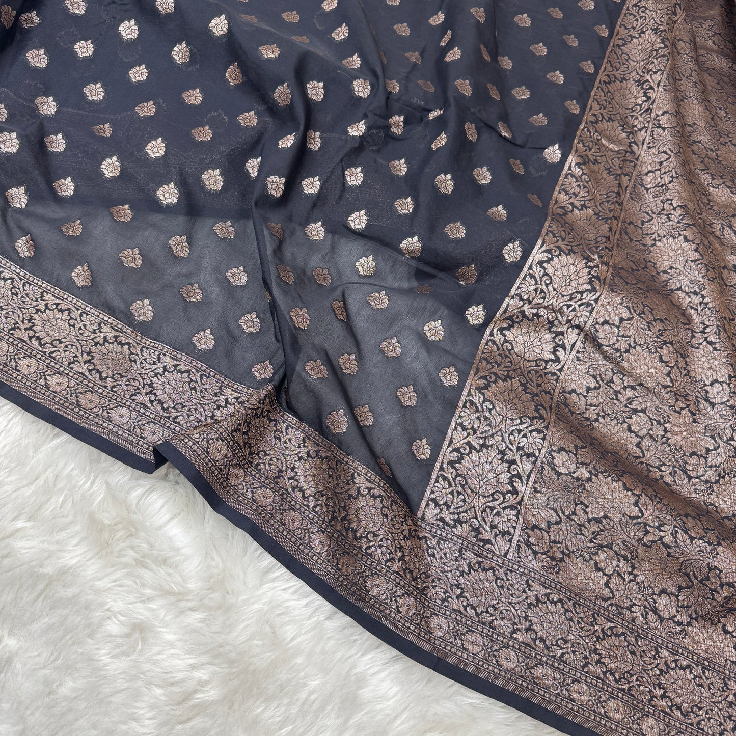 Black Banarasi Khaddi Georgette Saree - BN43