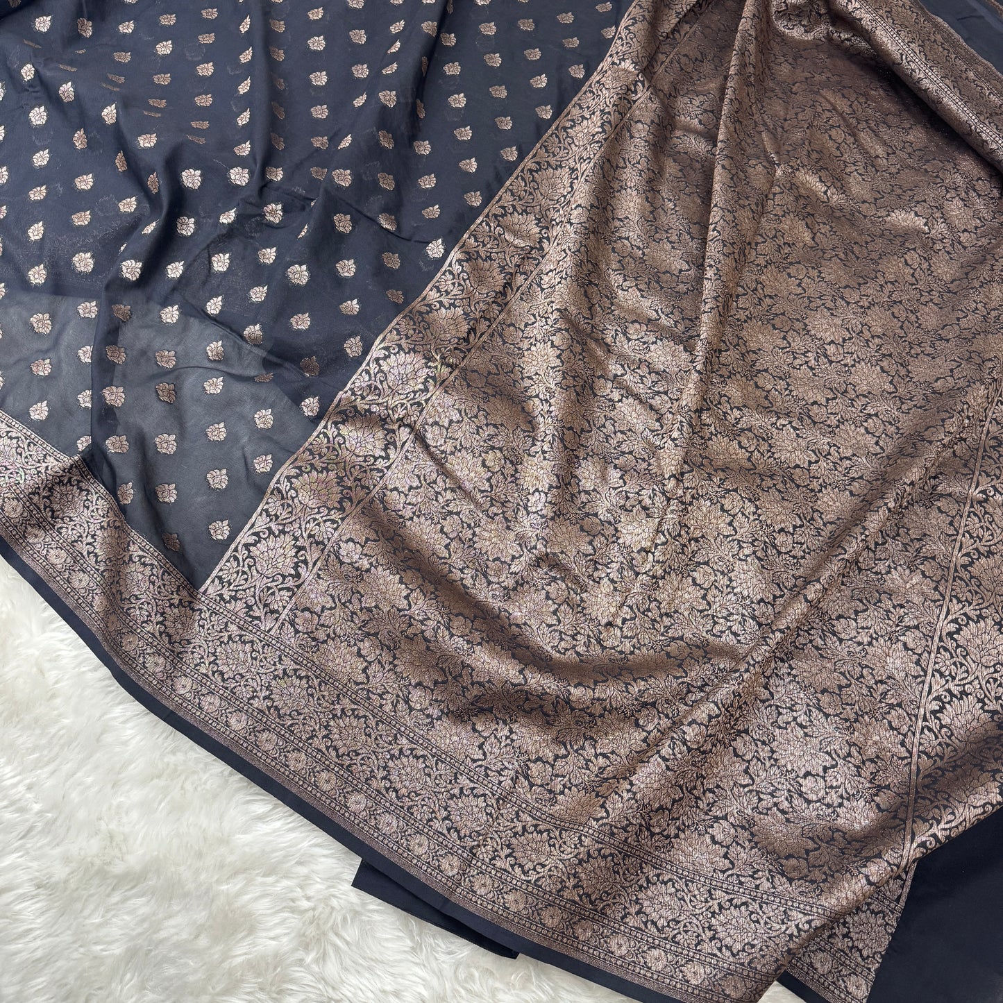 Black Banarasi Khaddi Georgette Saree - BN43