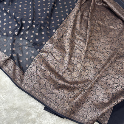 Black Banarasi Khaddi Georgette Saree - BN43
